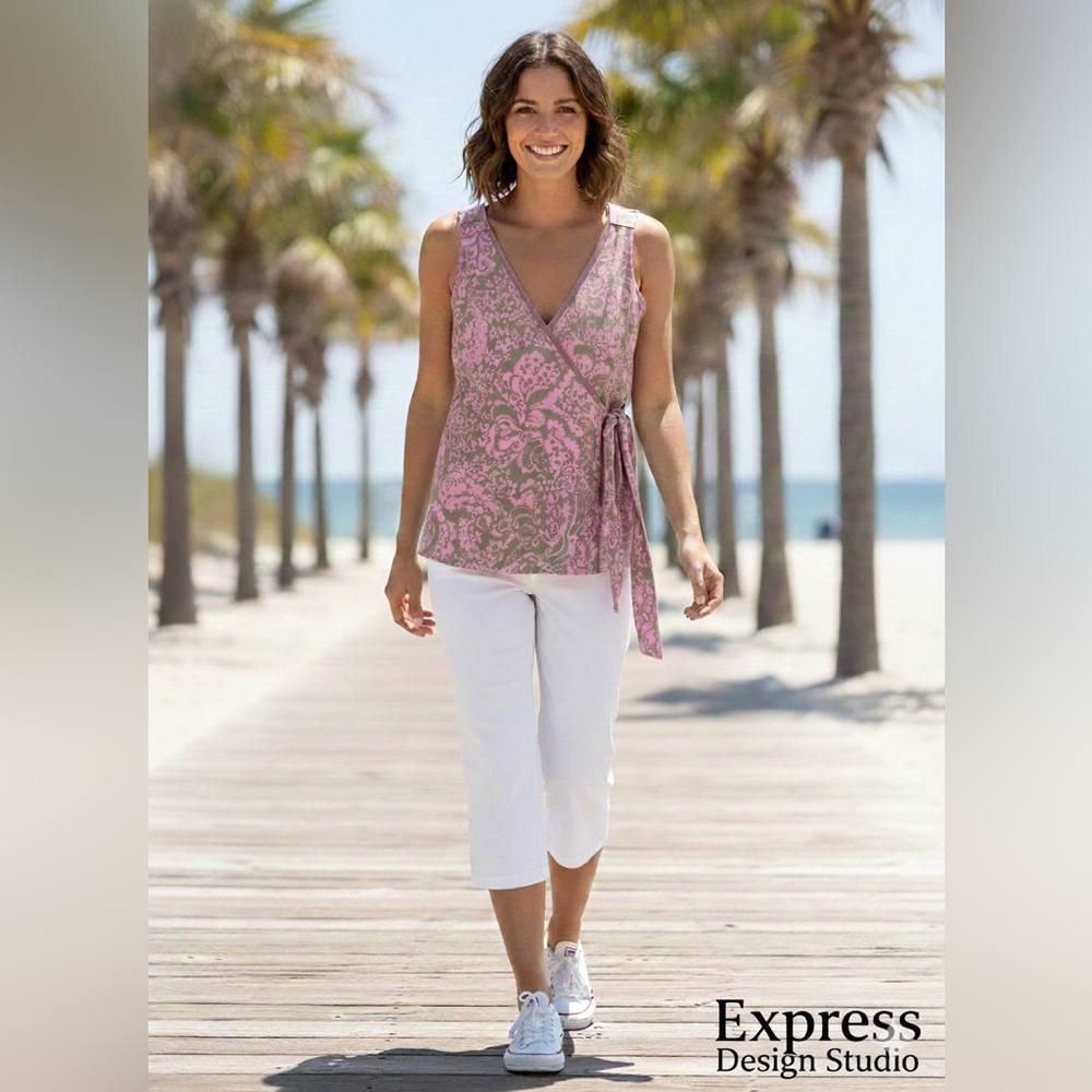 Express Pink and Tan Patterned Top